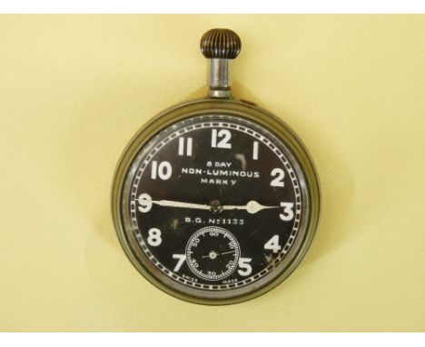 WWI MILITARY ISSUE PILOT'S POCKET WATCH by Octava Watch Company Switzerland, the dial marked 'Eight Day Non Luminous, Mark 5 