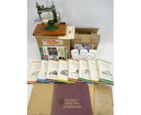 BOOKS, EPHEMERA &amp; MIXED COLLECTABLES to include a set of eight Wainwright Pictorial Guides, Anglesey linen backed map cir