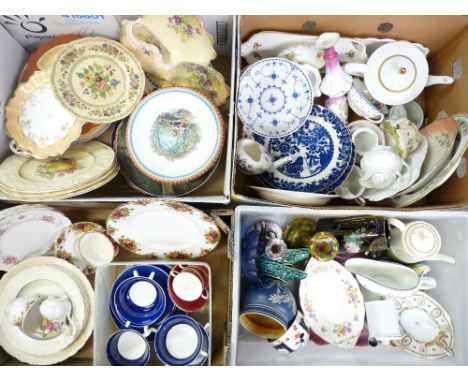 VICTORIAN &amp; LATER DECORATIVE CHINA &amp; GLASSWARE (within 4 boxes) including Royal Albert, Ashworth, Crown Ducal, Copela