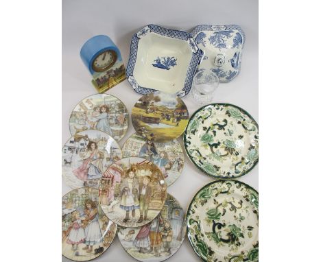 MASONS CHARTREUSE PLATES (2) - 26.5cms diameter, Royal Worcester collector's plates, Edinburgh crystal vase, ceramic mantel c