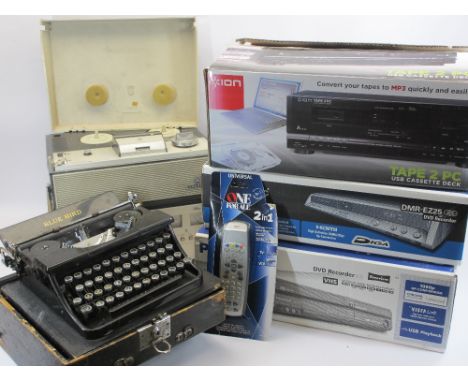 MARANTZ SD1010 TAPE DECK, Grundig vintage portable 'reel-to-reel' player, vintage cased 'Blue Bird' typewriter and other audi