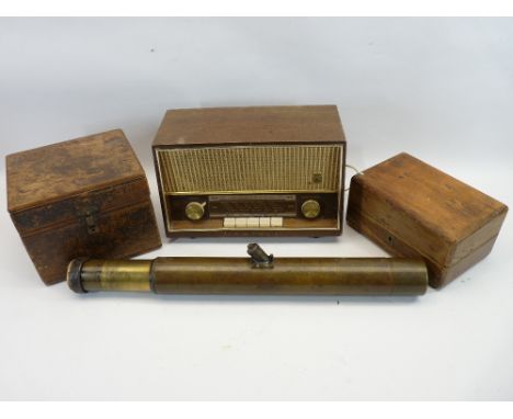 MIXED COLLECTABLES GROUP - GS telescope (8), vintage boxes, Grundig radio, the telescope by W G Rye &amp; Co Cambridge, dated