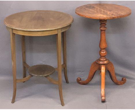 19TH &amp; EARLY 20TH CENTURY OCCASIONAL TABLES (2) - a mid-19th century fiddle back top circular table on turned column base