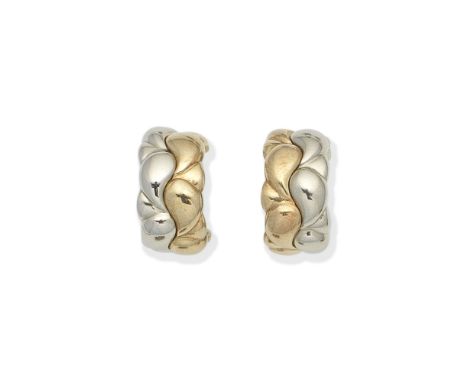 CHOPARD: 'CASMIR' EARRINGSBicoloured, designed as a series of interlocking paisley motifs,  signed Chopard, length 2.2cmFor f