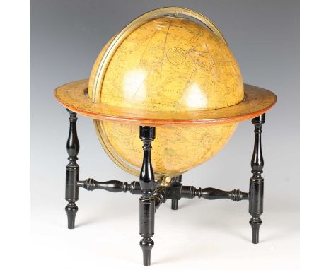 A late Victorian celestial table globe, the maker's label detailed 'Fletcher's Celestial Globe, Constructed &amp; Engraved fr