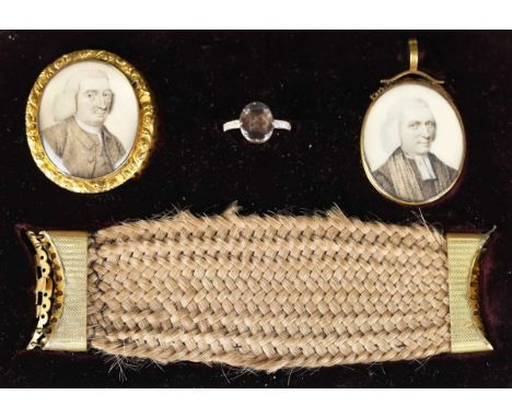 A group of mourning jewellery relating to the Chaloner family of Kingsfort County Meath, Ireland, comprising a gold and white