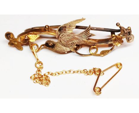 ANTIQUE SWALLOW BROOCH INSCRIBED K &amp; CO LTD, 9CT GOLD 2.6g
THIS ITEM IS IN SECURE OFF-SITE STORAGE, VIEWING BY APPOINTMEN