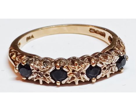 9CT GOLD 4 STONE SAPPHIRES AND 3 STONE DIAMONDS RING SIZE K 1.9g
THIS ITEM IS IN SECURE OFF-SITE STORAGE, VIEWING BY APPOINTM