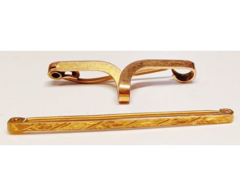  9CT GOLD BAR BROOCH AND ANOTHER ONE TESTED AS GOLD TOTAL WEIGHT 3g
THIS ITEM IS IN SECURE OFF-SITE STORAGE, VIEWING BY APPOI