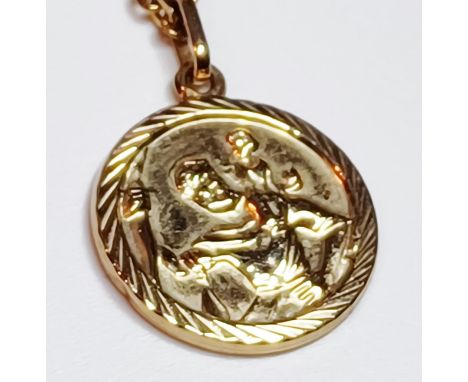 9CT GOLD ST CHRISTOPHER 0.9G AND GOLD PLATED CHAIN 15" LONG
THIS ITEM IS IN SECURE OFF-SITE STORAGE, VIEWING BY APPOINTMENT O