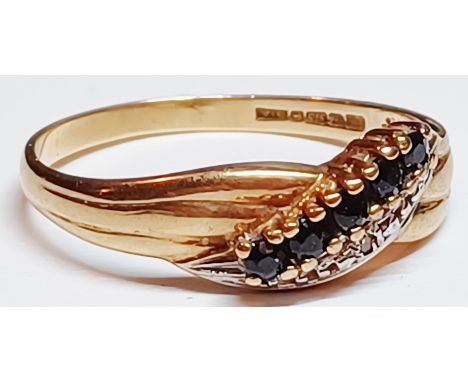 


&nbsp;



9CT GOLD 5 STONE SAPPHIRES AND DIAMOND RING 2.1g SIZE Q
THIS ITEM IS IN SECURE OFF-SITE STORAGE, VIEWING BY APPO