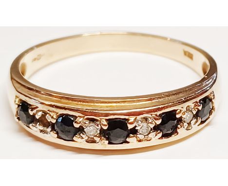 9CT GOLD 5 STONE SAPPHIRES AND DIAMONDS RING SIZE T 2.4g
THIS ITEM IS IN SECURE OFF-SITE STORAGE, VIEWING BY APPOINTMENT ONLY
