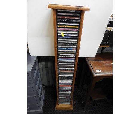 Pine CD Rack and Contents - CDs 
