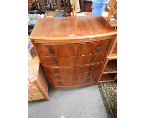 Bow Front Chest of Five Drawers 