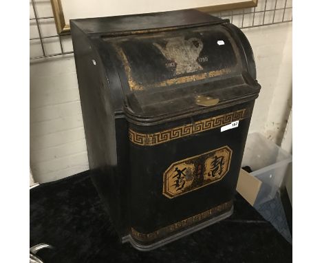19THC TOLE TEA CADDY 70CMS (H)