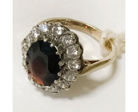 9CT GOLD ANTIQUE DIAMOND RUBY RING - APPROX 0.80CT OF DIAMOND SIZE J