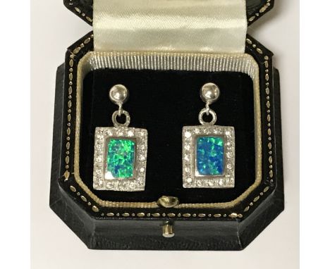 STERLING SILVER TOPAZ &amp; OPAL STUD EARRINGS