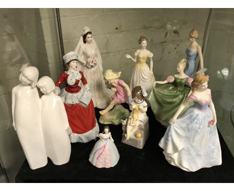 TEN FIGURES - ROYAL DOULTON, WORCESTER,COALPORT