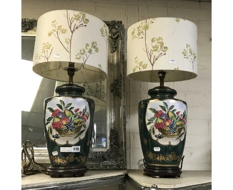 PAIR LARGE CERAMIC TABLE LAMPS - BASES = 35CMS (H)