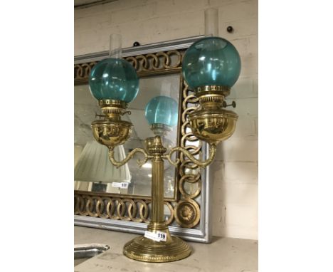 BRASS DOUBLE GAS LAMP TOTAL HEIGHT = 65CMS 