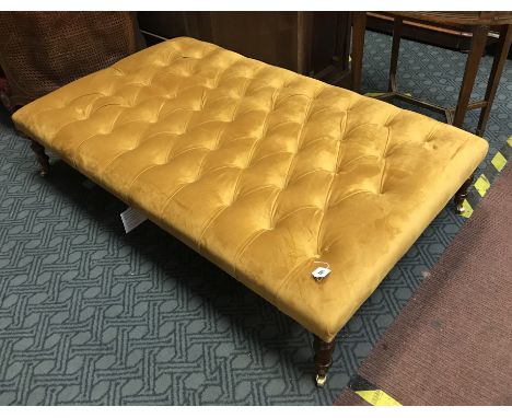 MUSTARD VELVET BUTTON FOOTSTOOL 5 FT X 3FT