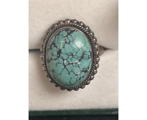 Large stone silver dress ring 