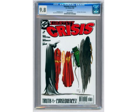 IDENTITY CRISIS #7 – (Feb. 2005 DC Comics) – GRADED 9.8 by CGC – Truth &amp; Consequences. Sue Dibny's killer revealed. Rags 