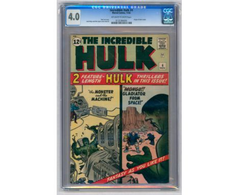 THE INCREDIBLE HULK #4 - (November 1962)-Graded 4.0 by CGC-Origin of Hulk retold. Stan Lee story, Jack Kirby and Dick Ayers c