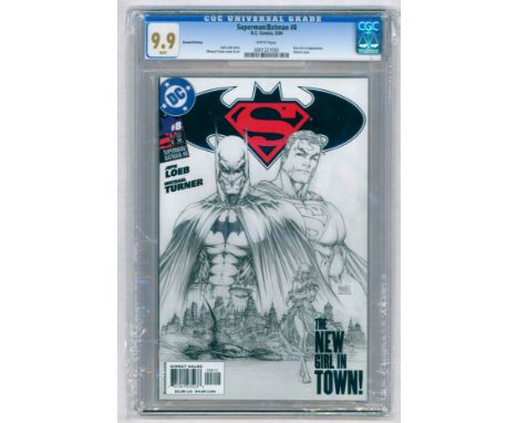 SUPERMAN/BATMAN #8 – (May 2004 DC Comics) – GRADED 9.9 Mint by CGC – Kara Zor-el appearance. Sketch cover. Michael Turner cov