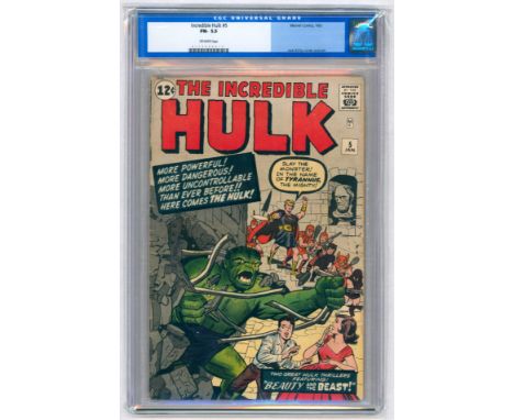 THE INCREDIBLE HULK #5 – (Jan 1963, Marvel) – GRADED 5.5 by CGC - First appearances Tyrannus - Jack Kirby cover &amp; interio