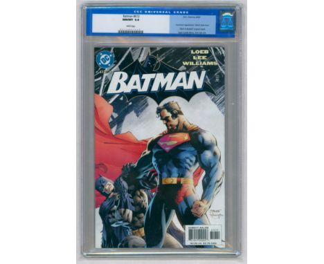 BATMAN #612-(April 2003)- Graded NM/MT 9.8 by CGC. Superman appearance. Direct Sales have "Black &amp; Bruised" coupon insert