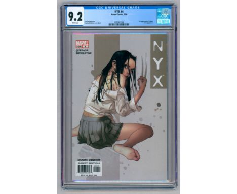 NYX #4 - (July 2004) - Graded 9.2 by CGC. First appearance of Tatiana, X-23 appearance. Joe Quesada story, Joshua Middleton c
