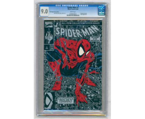 SPIDER-MAN #1 Poly-Bagged Silver Edition -(August 1990) - Graded 9.0 by CGC. Poly bag removed, Lizard appearance. Todd McFarl