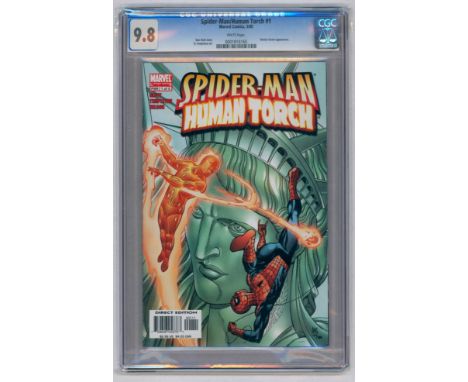 SPIDER-MAN/HUMAN TORCH #1-(July 2005)-Graded 9.8 by CGC. Doctor Doom appearance. Dan Slott story, Ty Templeton art. Flat/Unfo