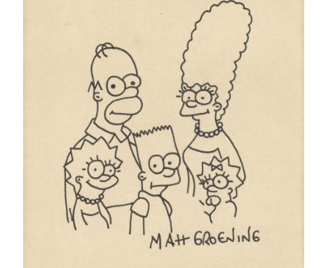 Artist: Matt Groening (American, b.1954). Title: "The Simpson Family". Medium: Original marker drawing on paper. Date: Compos