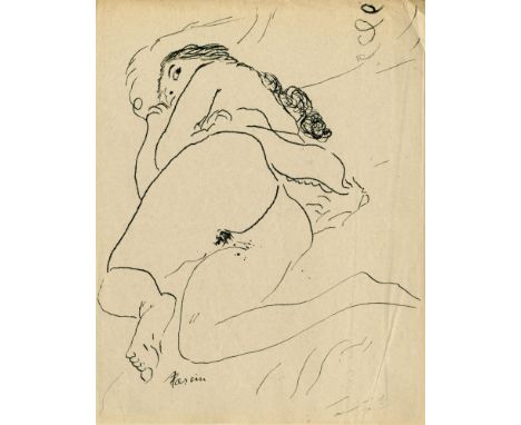 Artist: Jules Pascin [imputee] (Bulgarian/French, 1885-1930). Title: "Nu". Medium: Original pen and ink drawing. Date: Compos