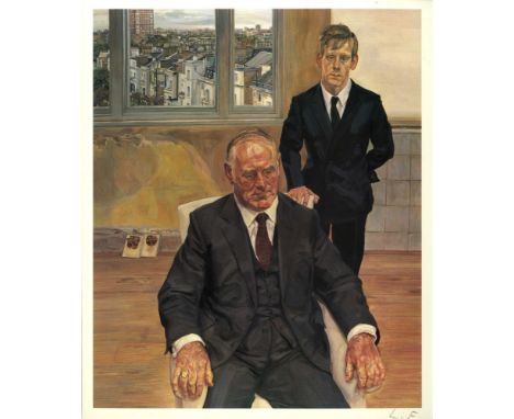 Artist: Lucian Freud (German/English, 1922-2011). Title: "Two Irishmen in W11". Medium: Color offset lithograph. Date: Compos