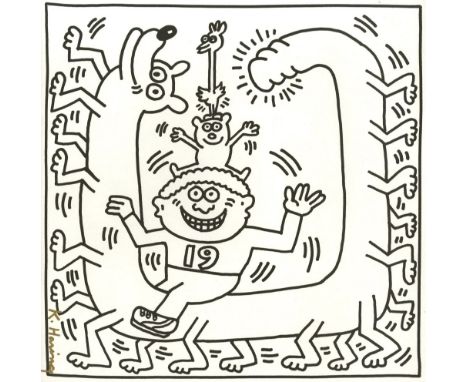 Artist: Keith Haring (American, 1958 - 1990). Title: "Nineteen Legs". Medium: Lithograph. Date: Composed 1985. Printed 1986. 