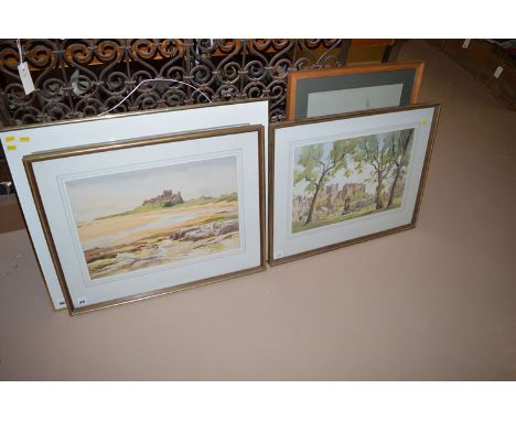 A pair of watercolours, by Alan R. Cook - views of Bamburgh Castle, signed.