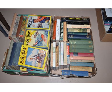 Two boxes of hardback books, to include:The Greyfriars Holiday Annual For Boys & Girls (12); Love Letters, by Antonia Fraser;