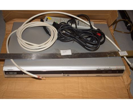 A modern brass standard lamp; together with a Sony Video Plus Smart Link DVD recorder with remote.