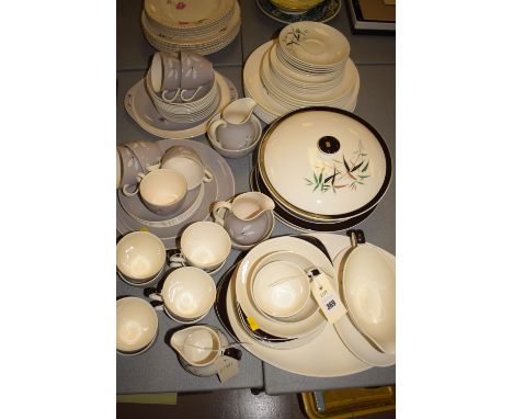 A Royal Doulton 'Bamboo' pattern part dinner and tea service, approximately six place settings; and a Royal Doulton 'Angel Wi