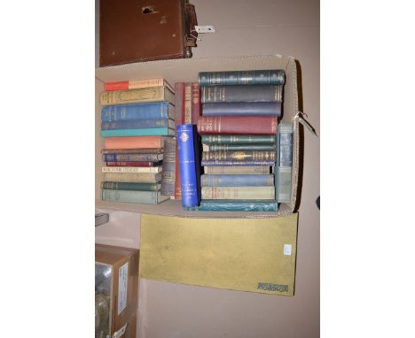 A gold boxed Vintage Monopoly game; together with a box containing hardback books by various authors, to include: Songs for Y