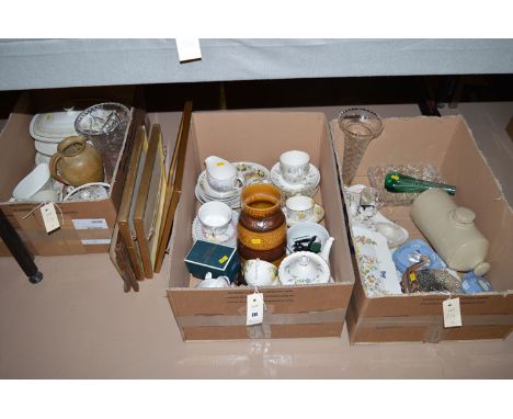 A 19th Century ceramic hot water bottle; Wedgwood Jasper ware; Ainsley 'Cottage Garden' trinket tray; Royal Albert 'Brigadoon