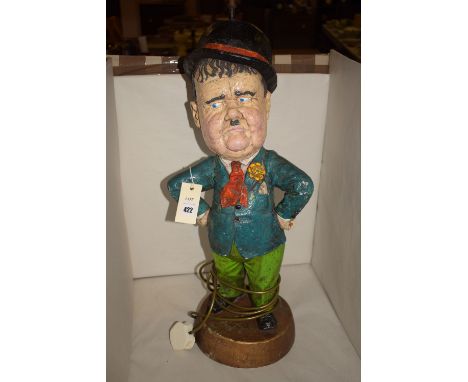 A modern novelty table lamp in the form of Oliver Hardy of Laurel & Hardy fame.