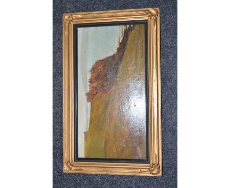 An oil painting, by R. B. R*** - "Northumberland", indistinctly signed and dated 1917.