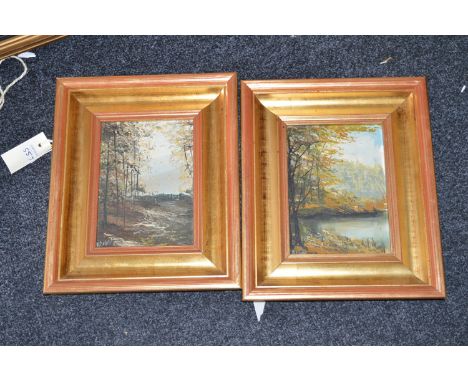 A pair of oil paintings, by R. Howen - Lake and river landscapes, signed.