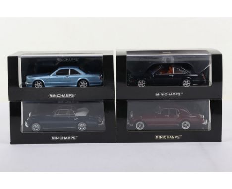 Four Boxed Minichamps Bentley Models, 1:43 scale, 436 139960 Bentley  S2 Cabriolet 1960 blue, 436 139550 Bentley S1 Continent