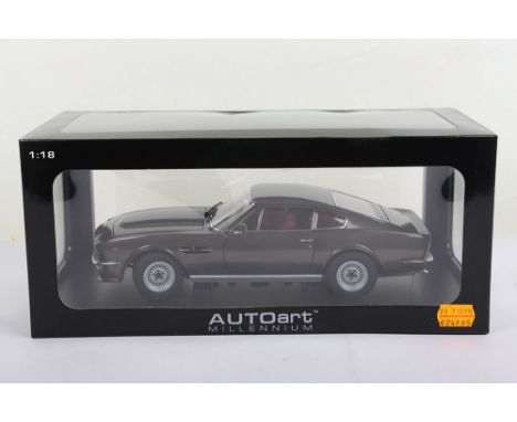 Autoart Millennium Aston Martin V8 Vantage 1985, 1:18 Scale, Cumberland grey diecast body, in mint boxed pre owned condition.