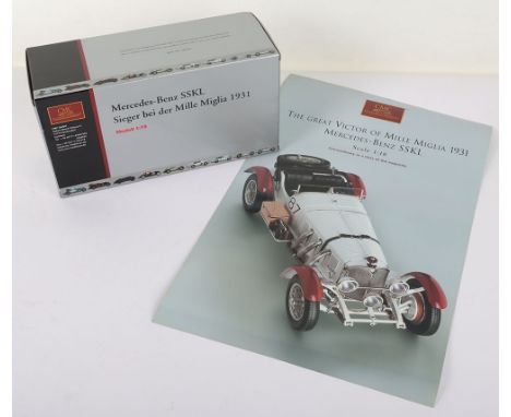 CMC 1:18 scale Model M-055 The Great Victor of Mille Miglia 1931 Mercedes Benz SSKL Racing Car, Hand assembled model composed
